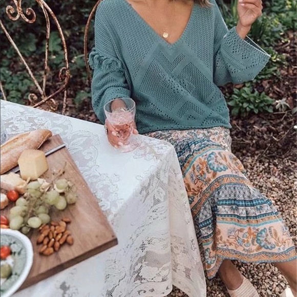 Red Bohemian Gypsy Paisley Print Maxi Skirt - Picture 10 of 12